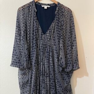Navy and White Patterned Dress